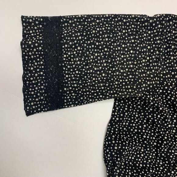 AB Studio Women's XL Black and White Polka Dot Blouse with 3/4 sleeves - Picture 7 of 14